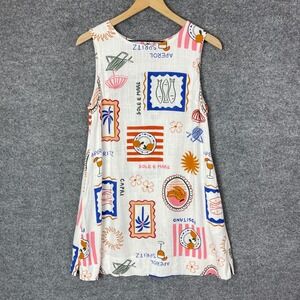 Anthropologie Paper Heart Aperol Linen Blend Mini Shirt Dress White Small